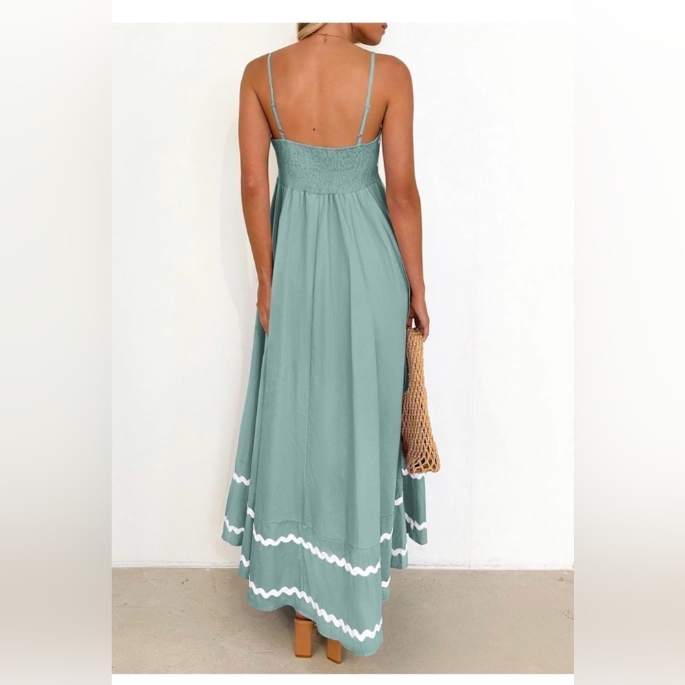 🆕 Casual Sleeveless Spaghetti Strap Ruffle Beach Long Dress - Picture 2 of 3